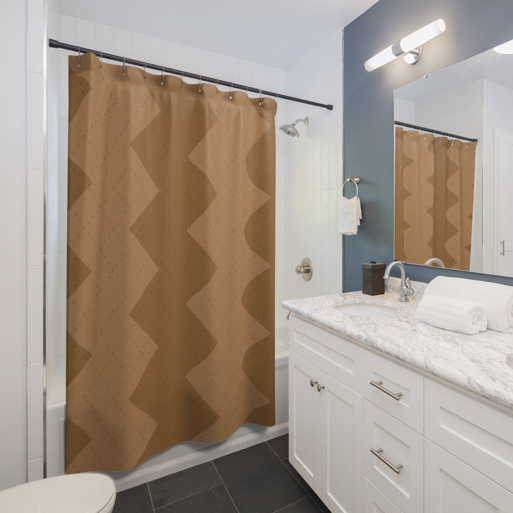 Bronze Argyle Shower Curtain: Metallic Diamonds