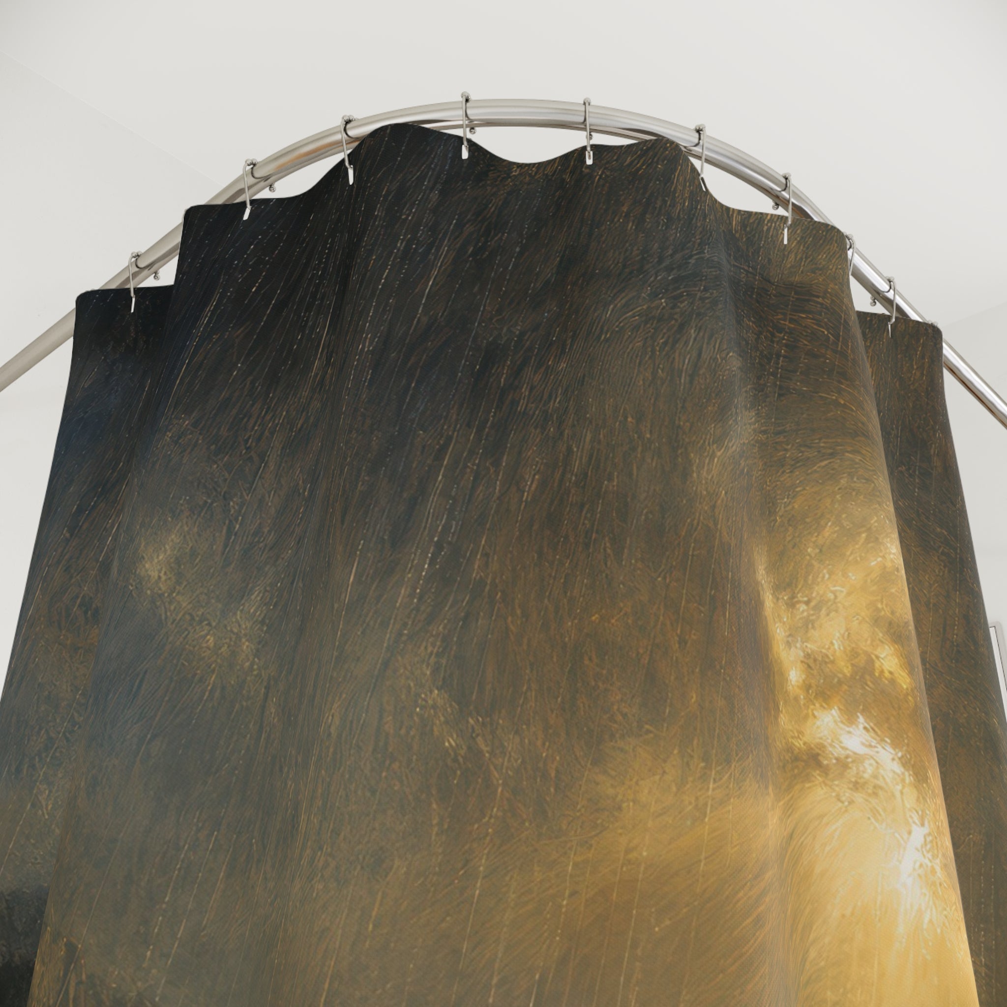Golden Coastal Storm Print Shower Curtain