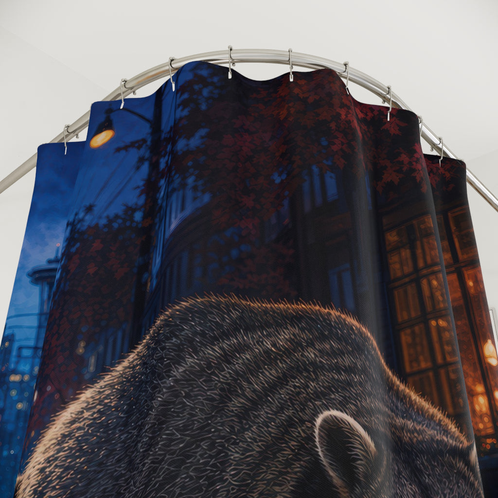 Jimothy Raccoon Rainy Seattle Shower Curtain