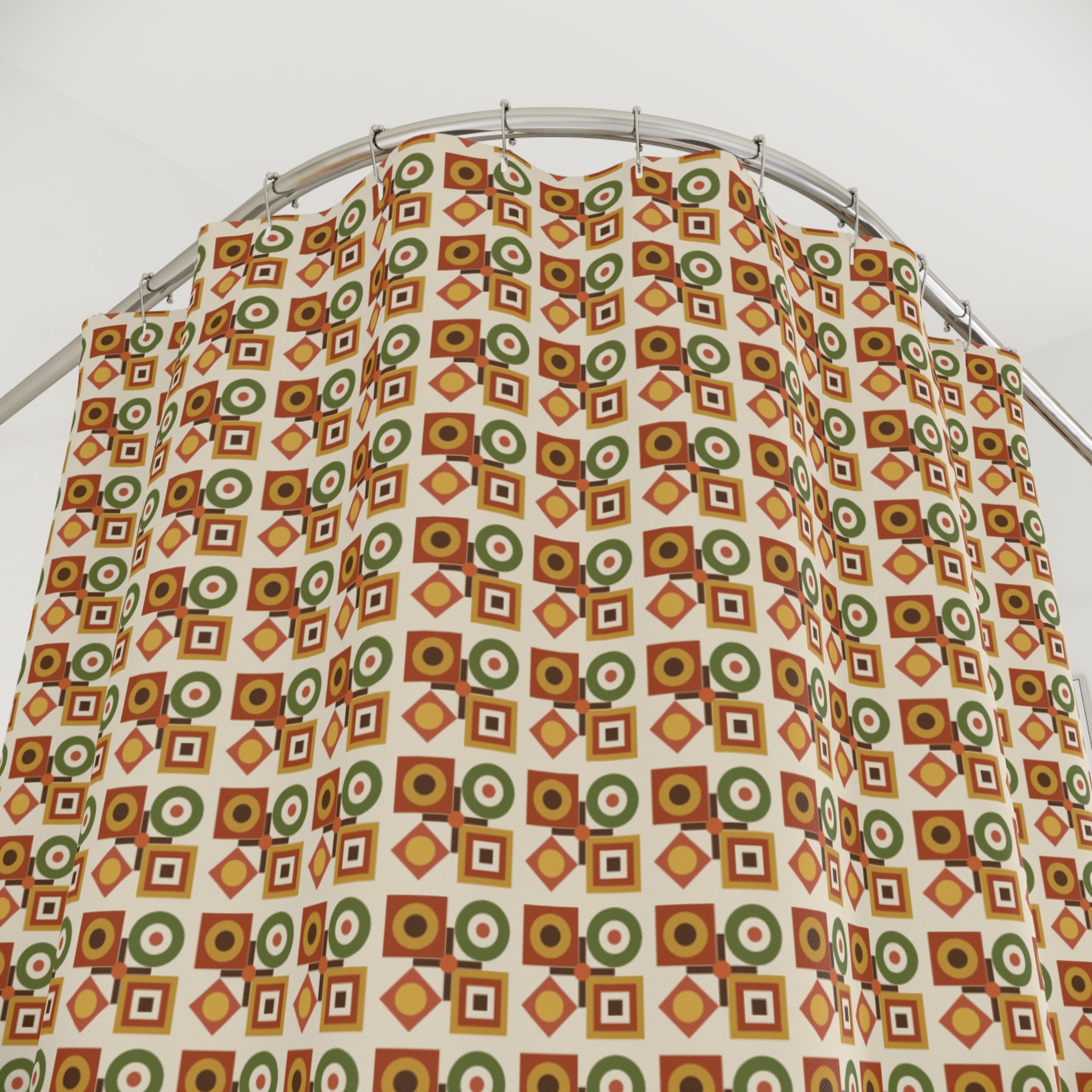 70s Funk Geometric Shower Curtain
