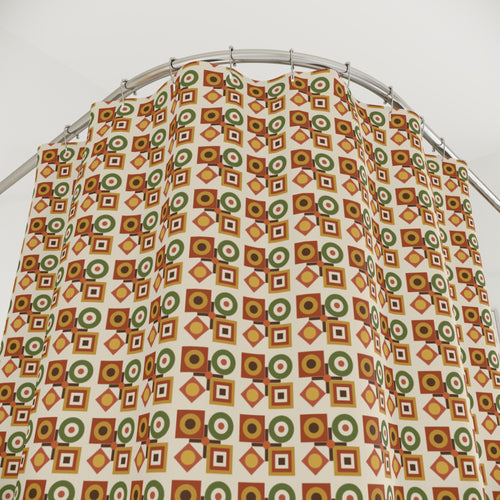 70s Funk Geometric Shower Curtain