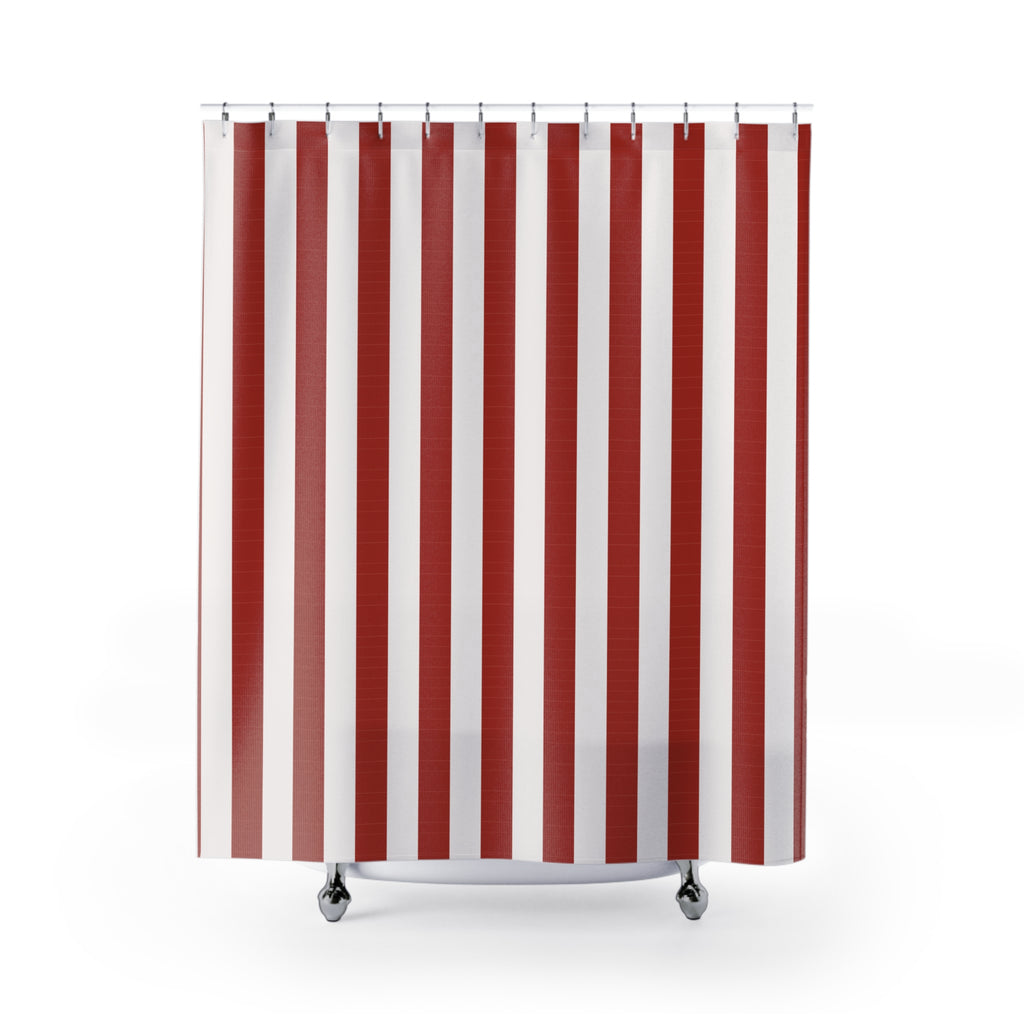 Red & White Awning Stripe Shower Curtain – Bold Cabana