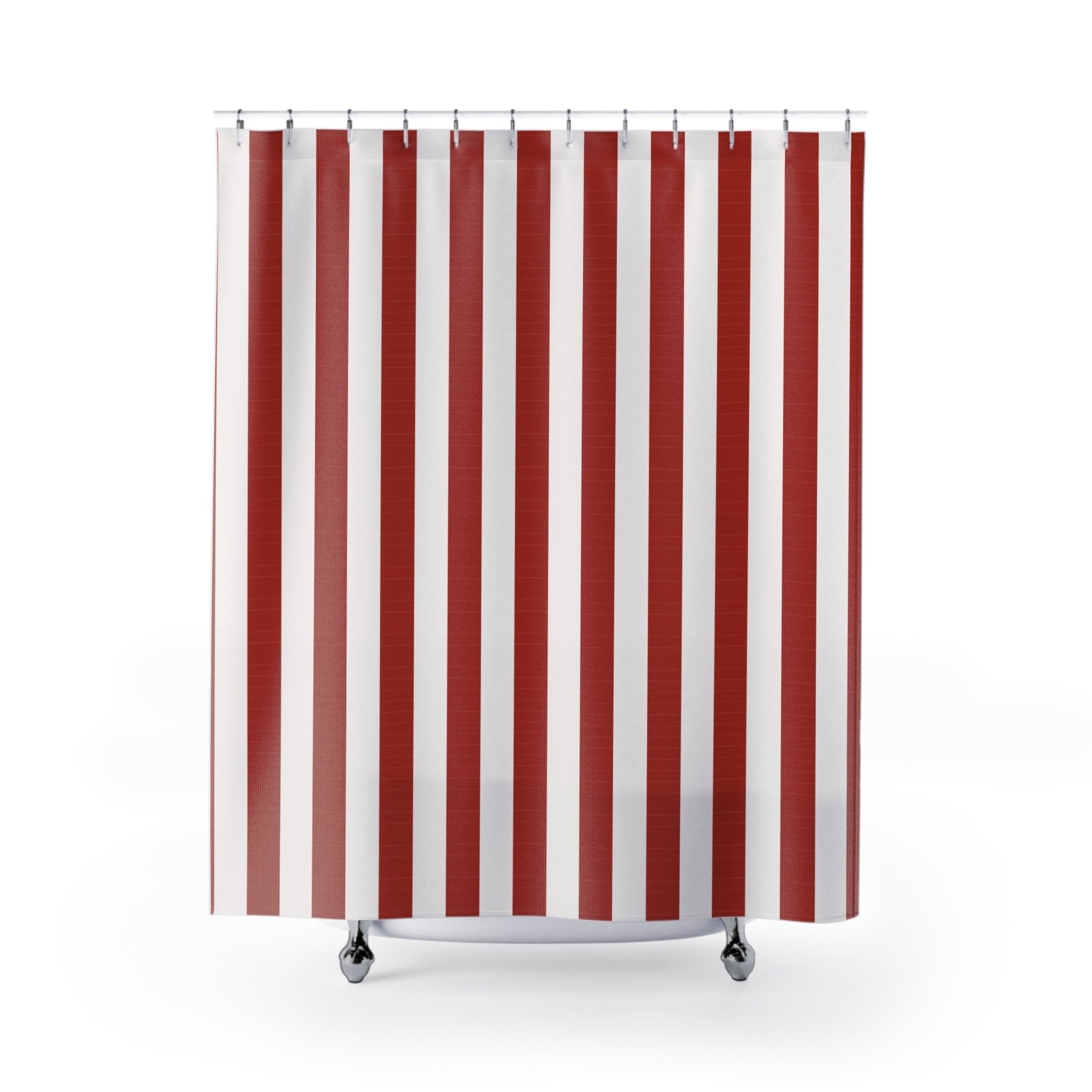 Red & White Awning Stripe Shower Curtain – Bold Cabana