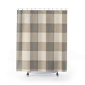 Taupe Shower Curtain, Gingham Bath Decor, Beige Cream Checkered Pattern, Neutral Farmhouse Guest Bathroom Decor, Taupe Farmhouse Style