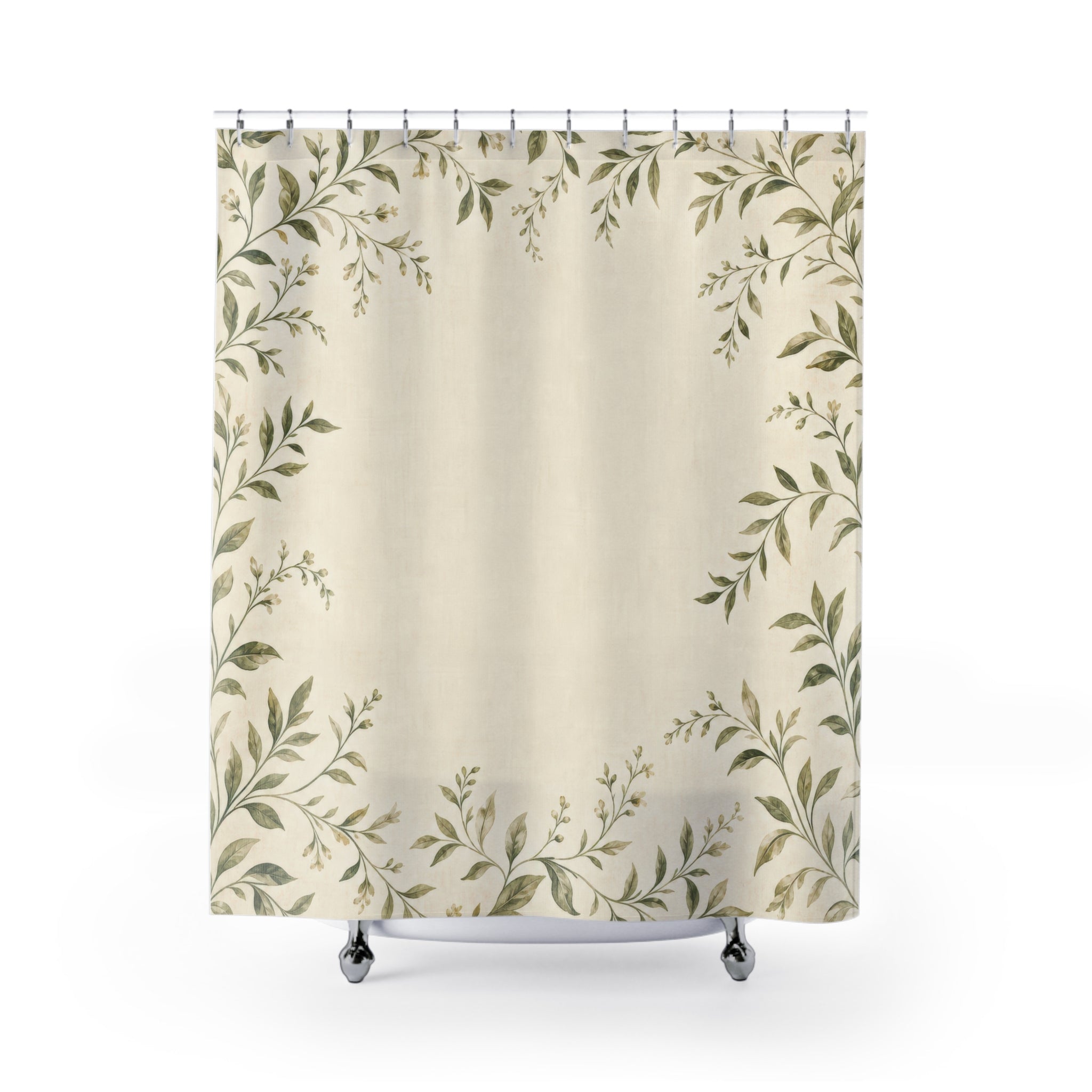 Olive Leaf Border Shower Curtain