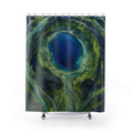 Blue and Green Aerial Crater Lake Shower Curtain