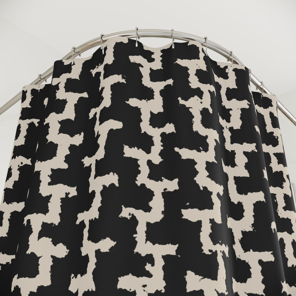 Black and Beige Greek Key Shower Curtain