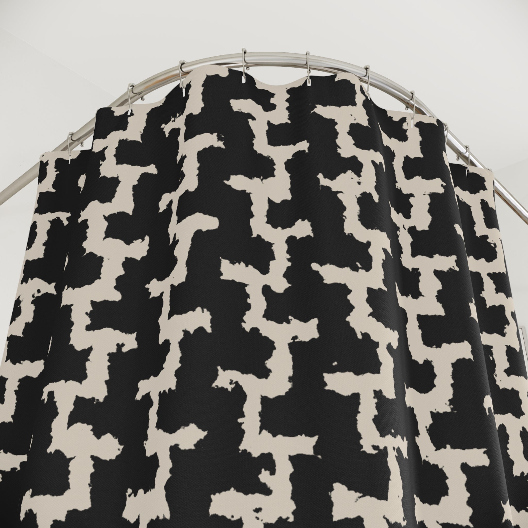 Black and Beige Greek Key Shower Curtain