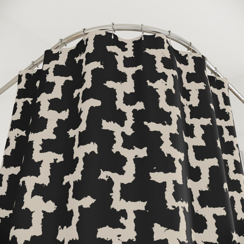Black and Beige Greek Key Shower Curtain