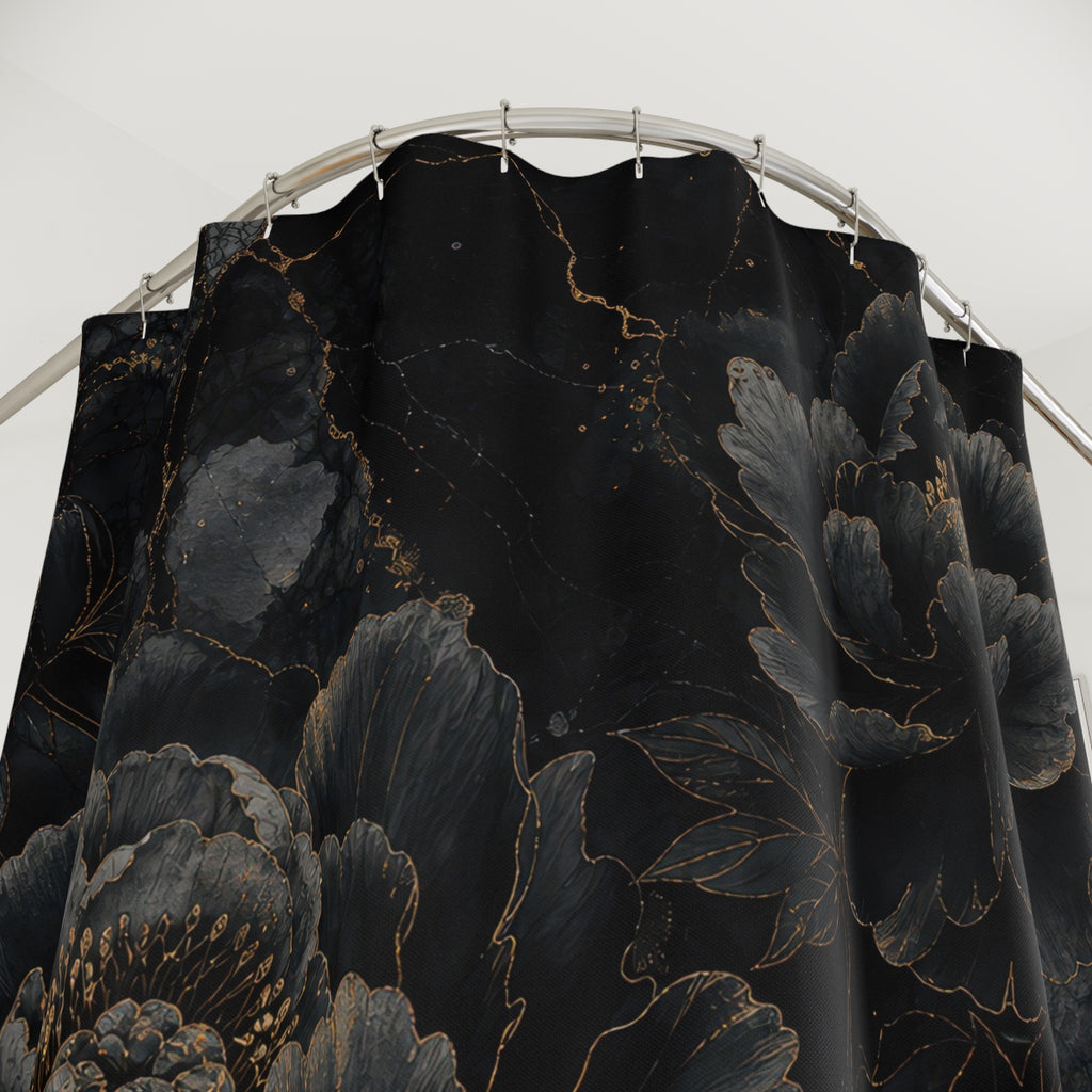 Gothic Peony Flower Shower Curtain