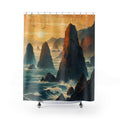 Golden Sea Stacks Coastal Shower Curtain