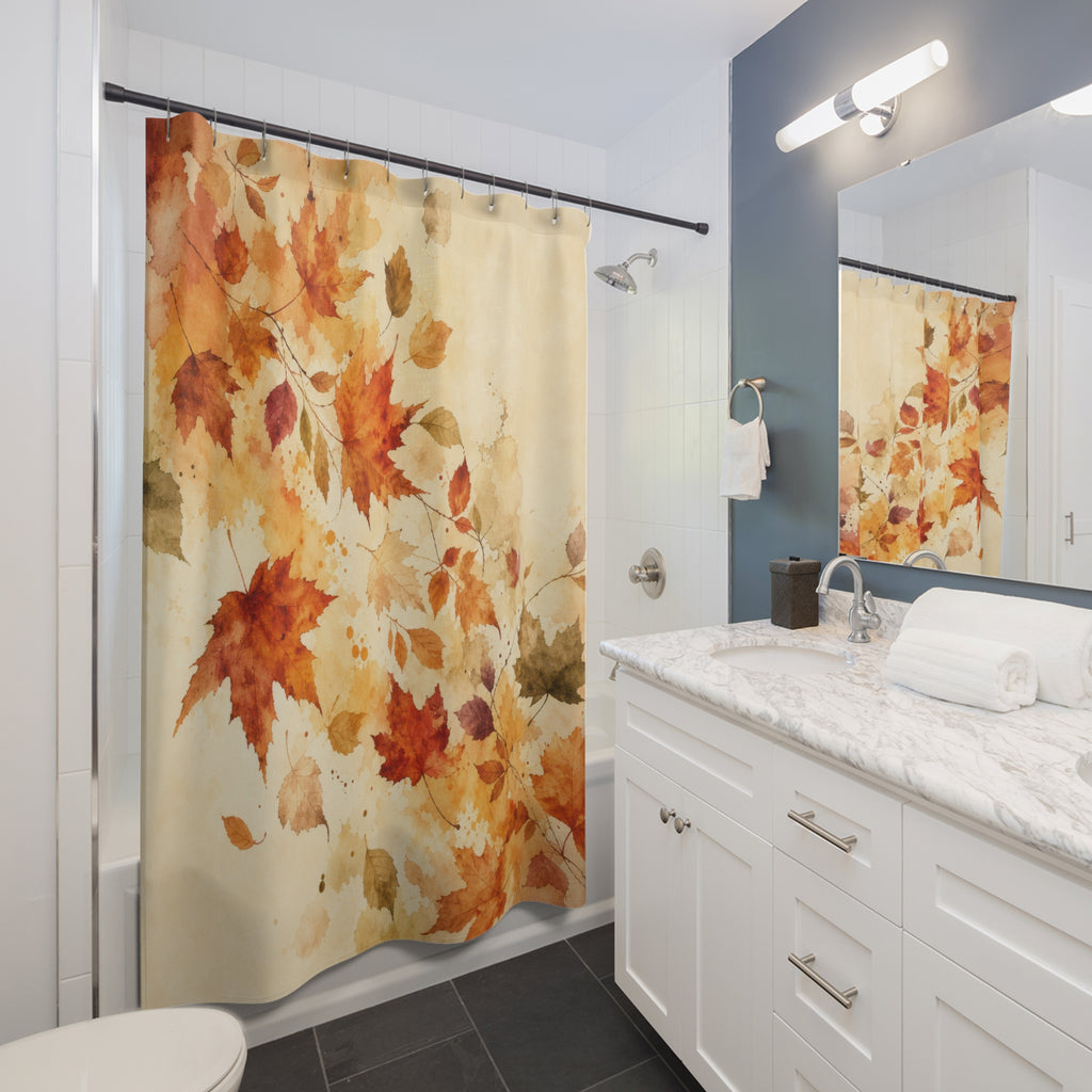 Watercolor Autumn Leaves Shower Curtain