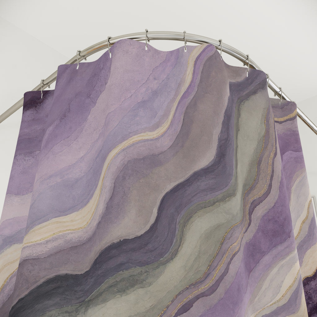 Lavender Watercolor Stone Shower Curtain