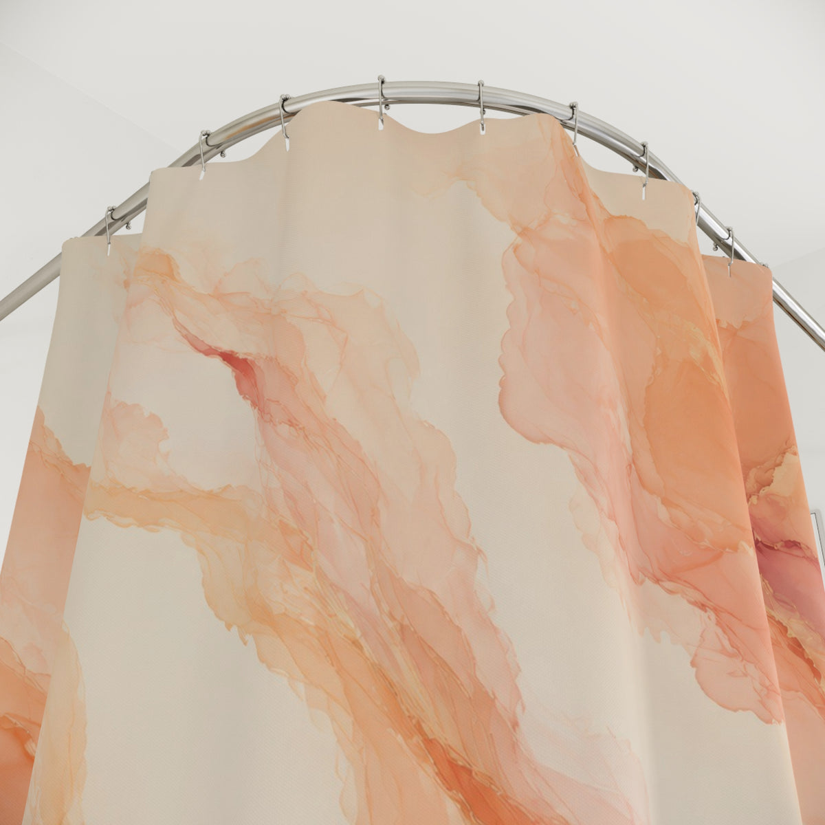 Peach Mineral Plume Abstract Shower Curtain
