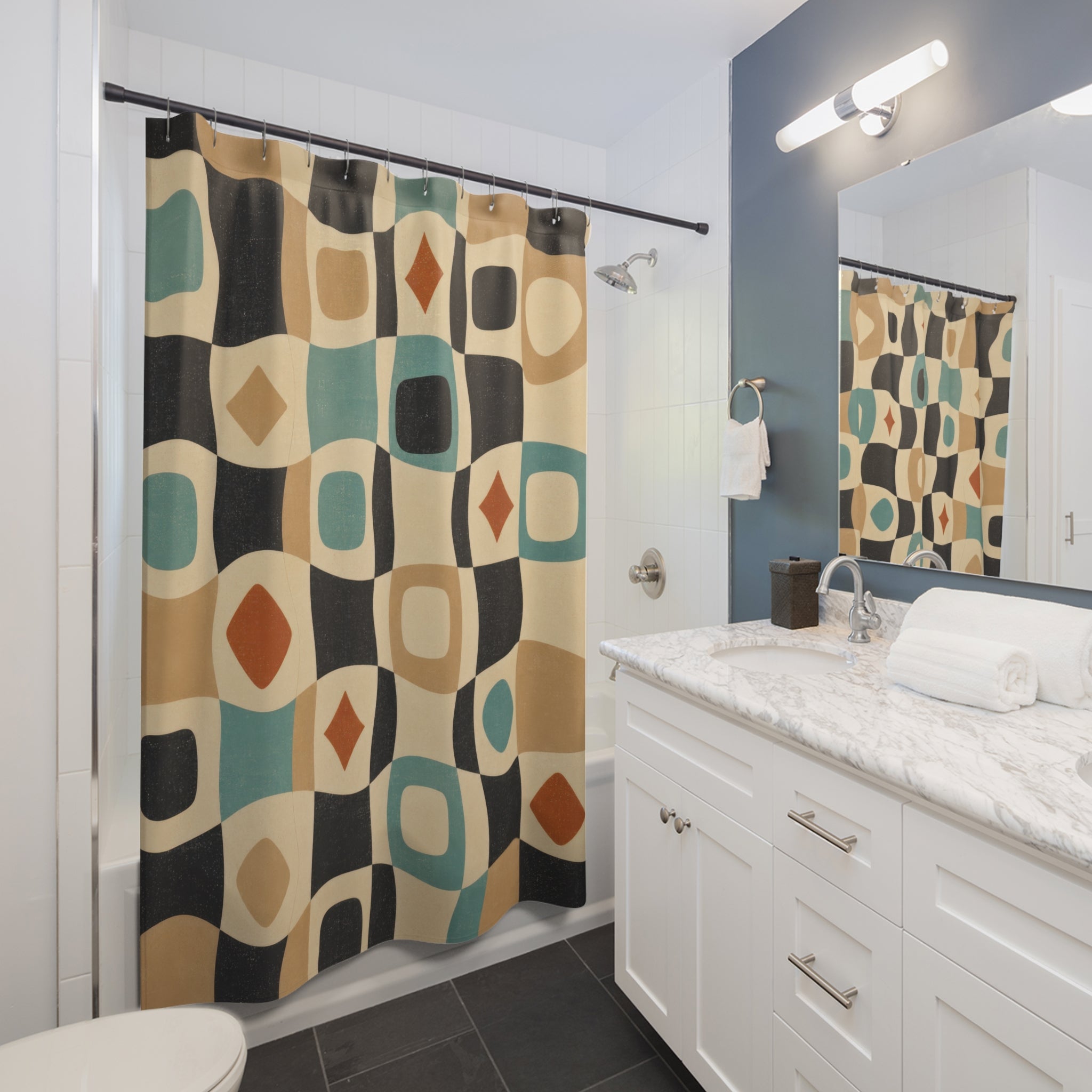 Wavy Geometric Shower Curtain