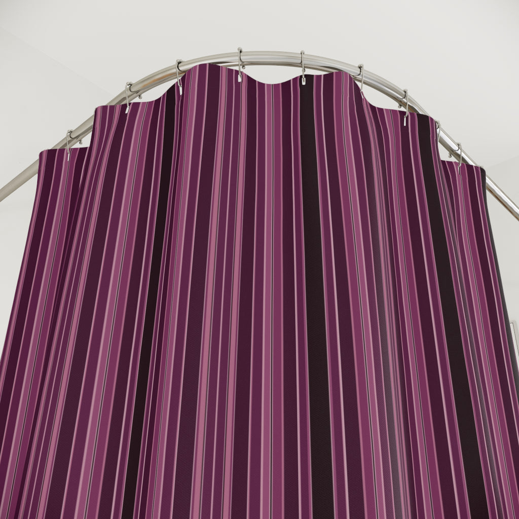 Plum Striped Shower Curtain — Purple and Pink