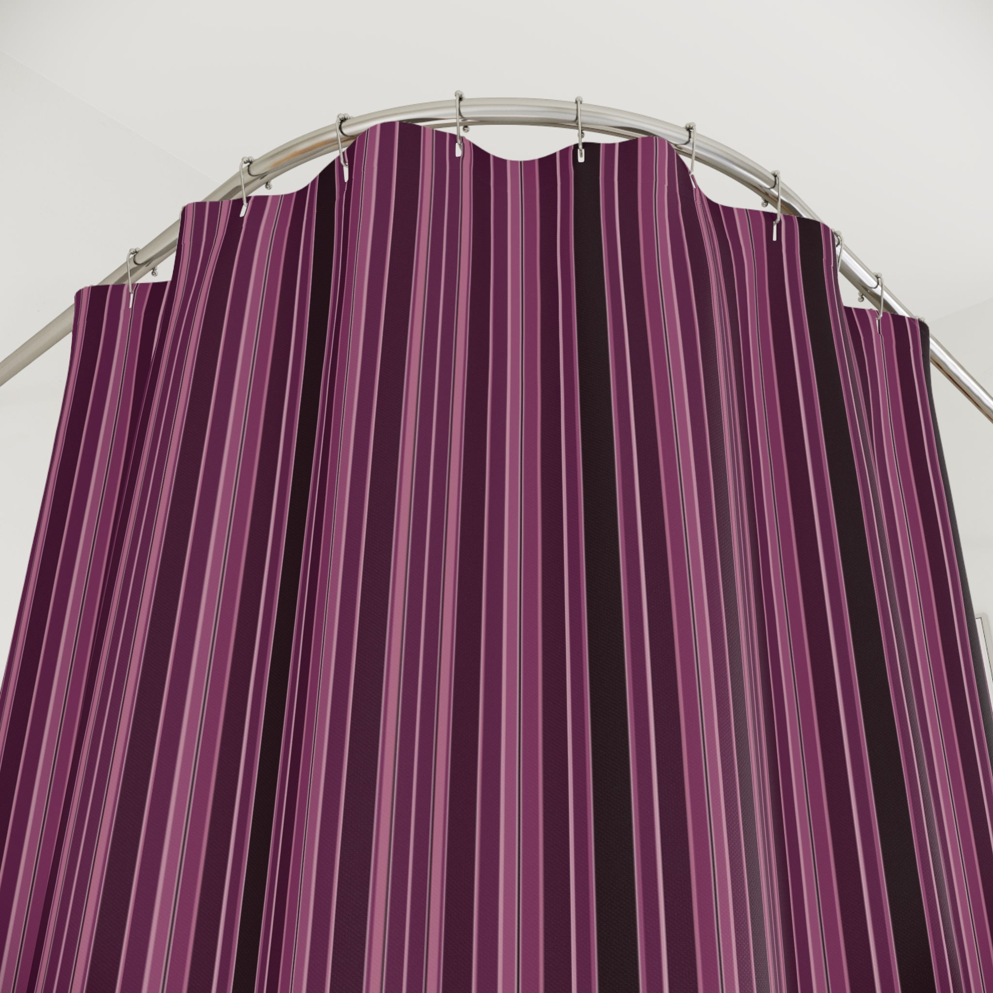 Plum Striped Shower Curtain — Purple and Pink