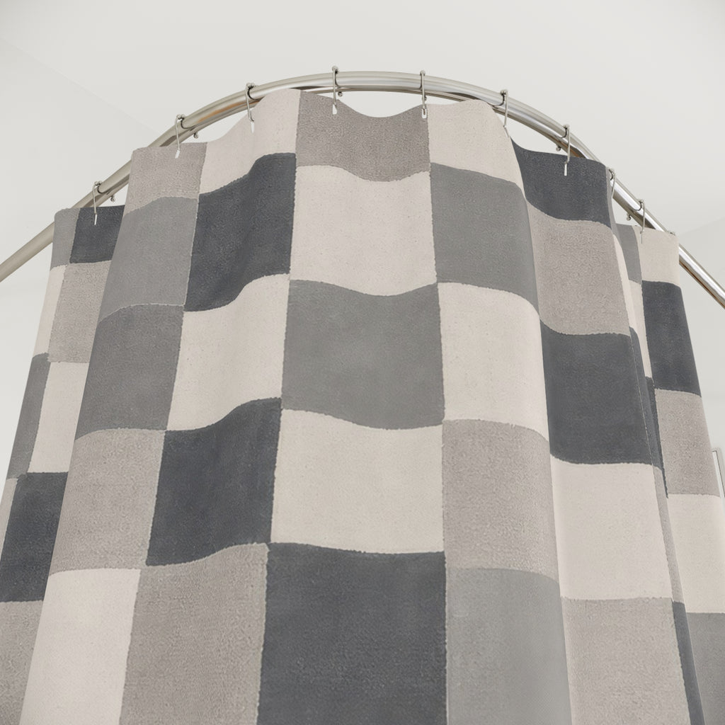 Soft Checkerboard Shower Curtain