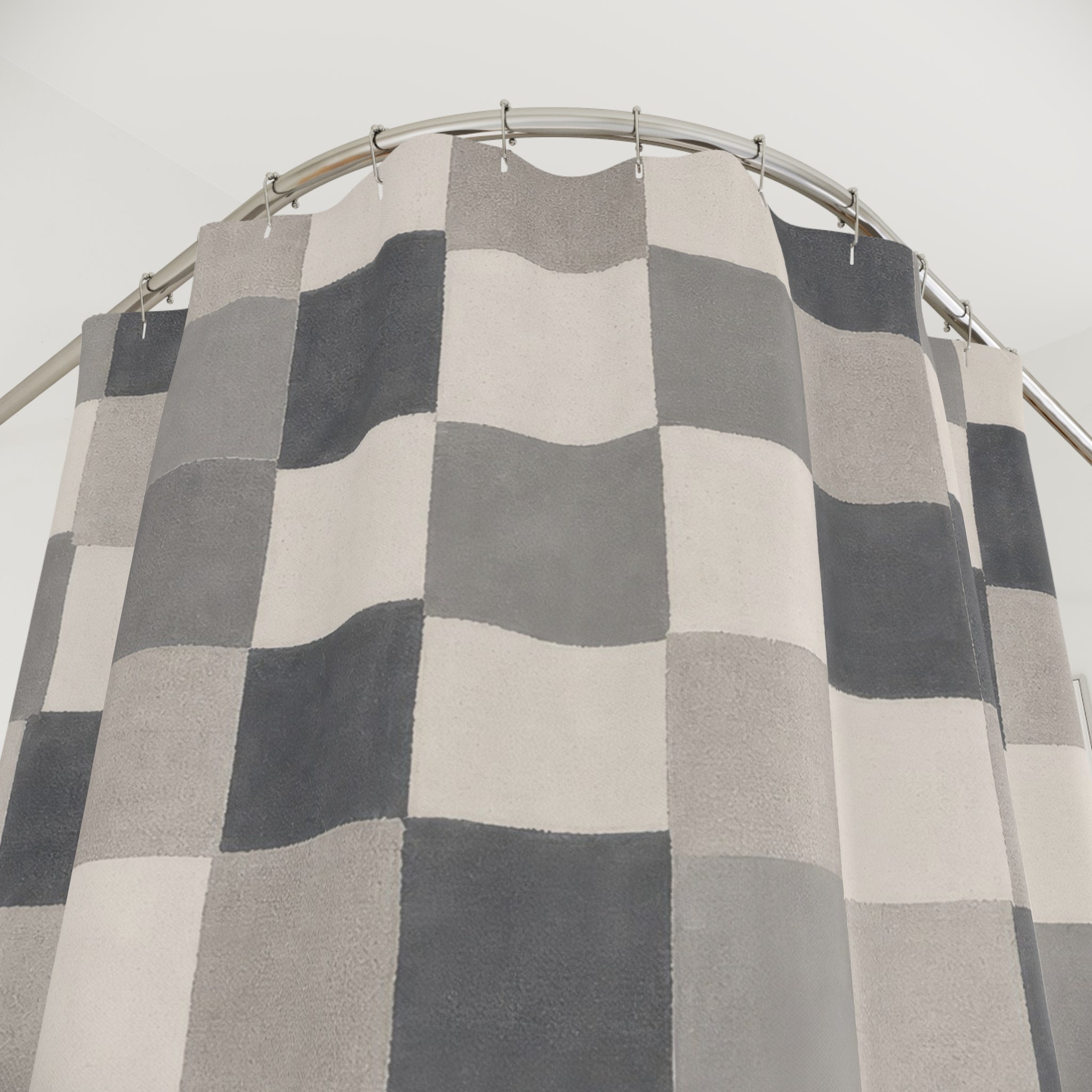 Soft Checkerboard Shower Curtain