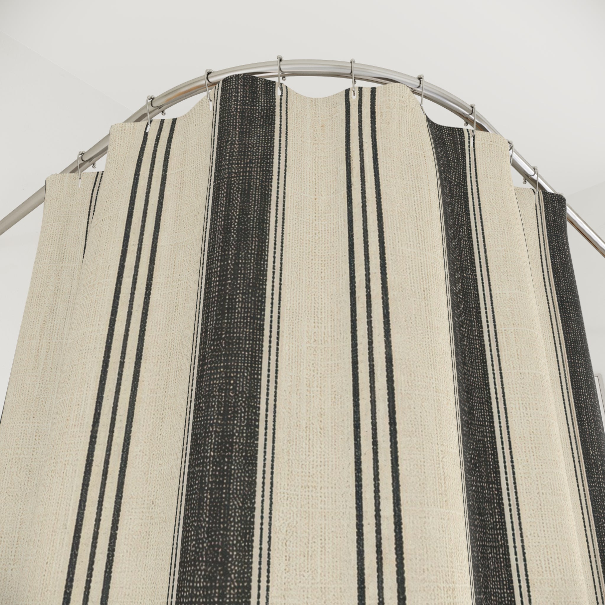 Old World Black Stripe Shower Curtain
