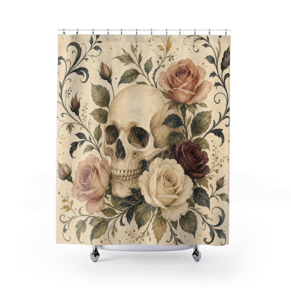 Gothic Floral Skull Shower Curtain