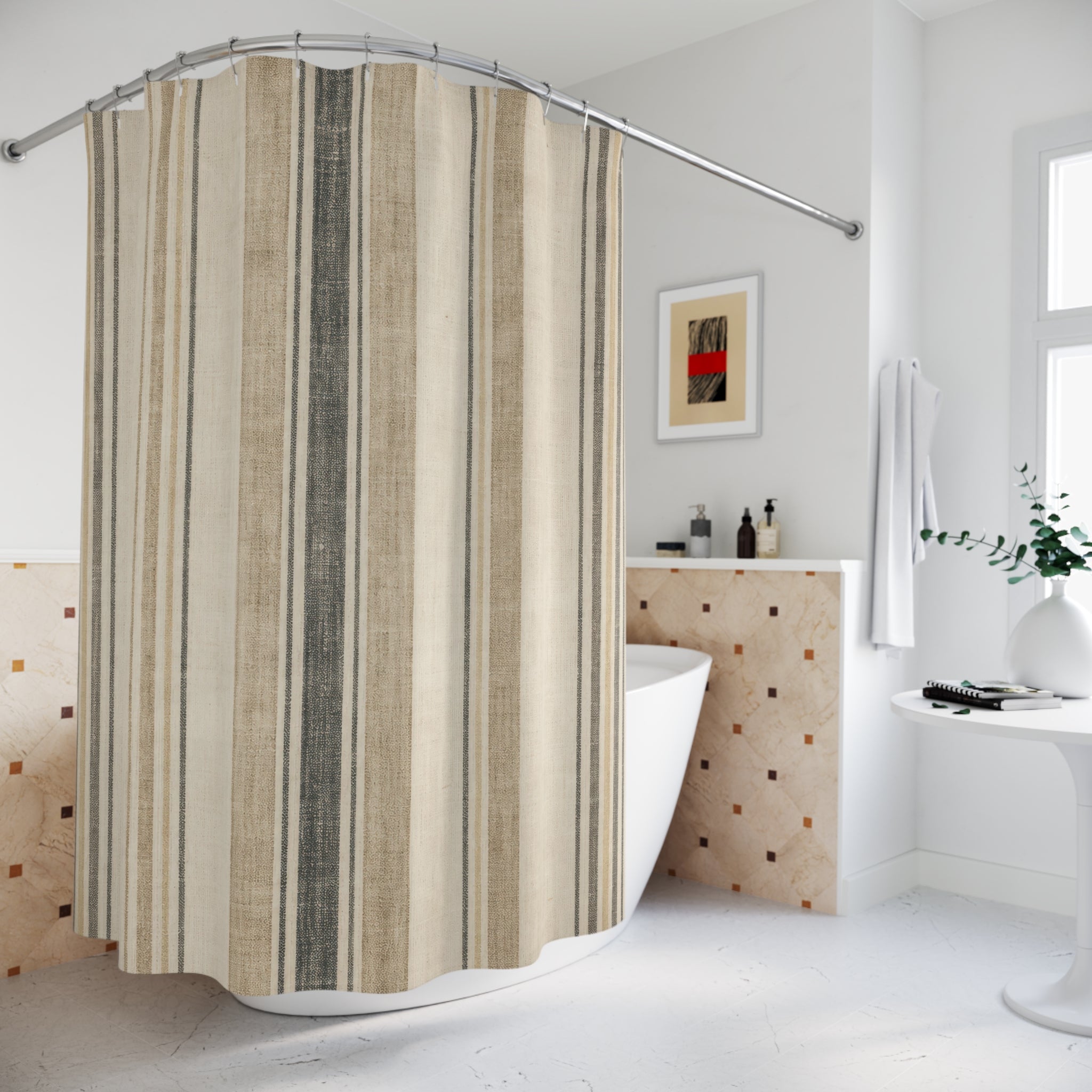 Farmhouse Stripe Shower Curtain