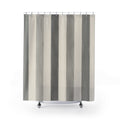 Grey Awning Stripe Shower Curtain, Grey Ivory Classic Bathroom Decor, Awning Stripe Bath Curtain, Guest Bath Decor, Small Bathroom Decor