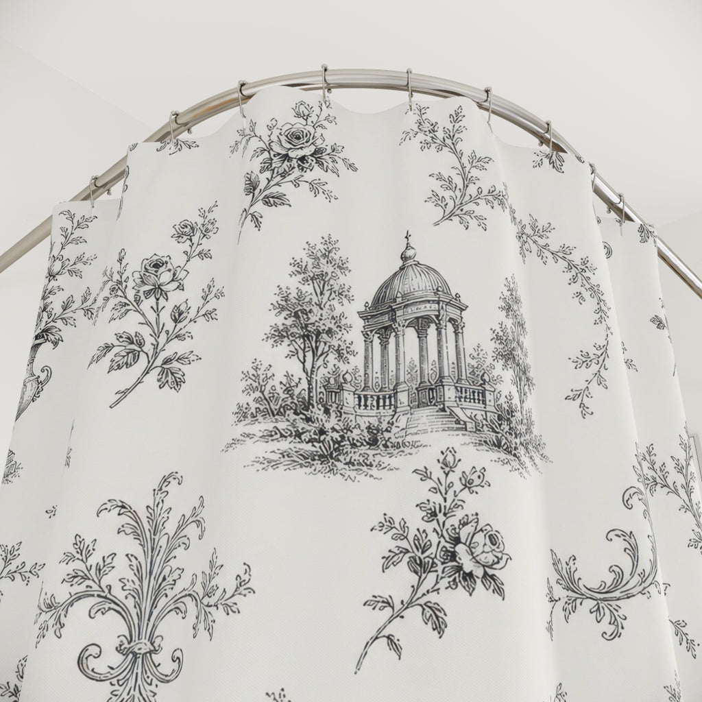 Toile Black White Shower Curtain