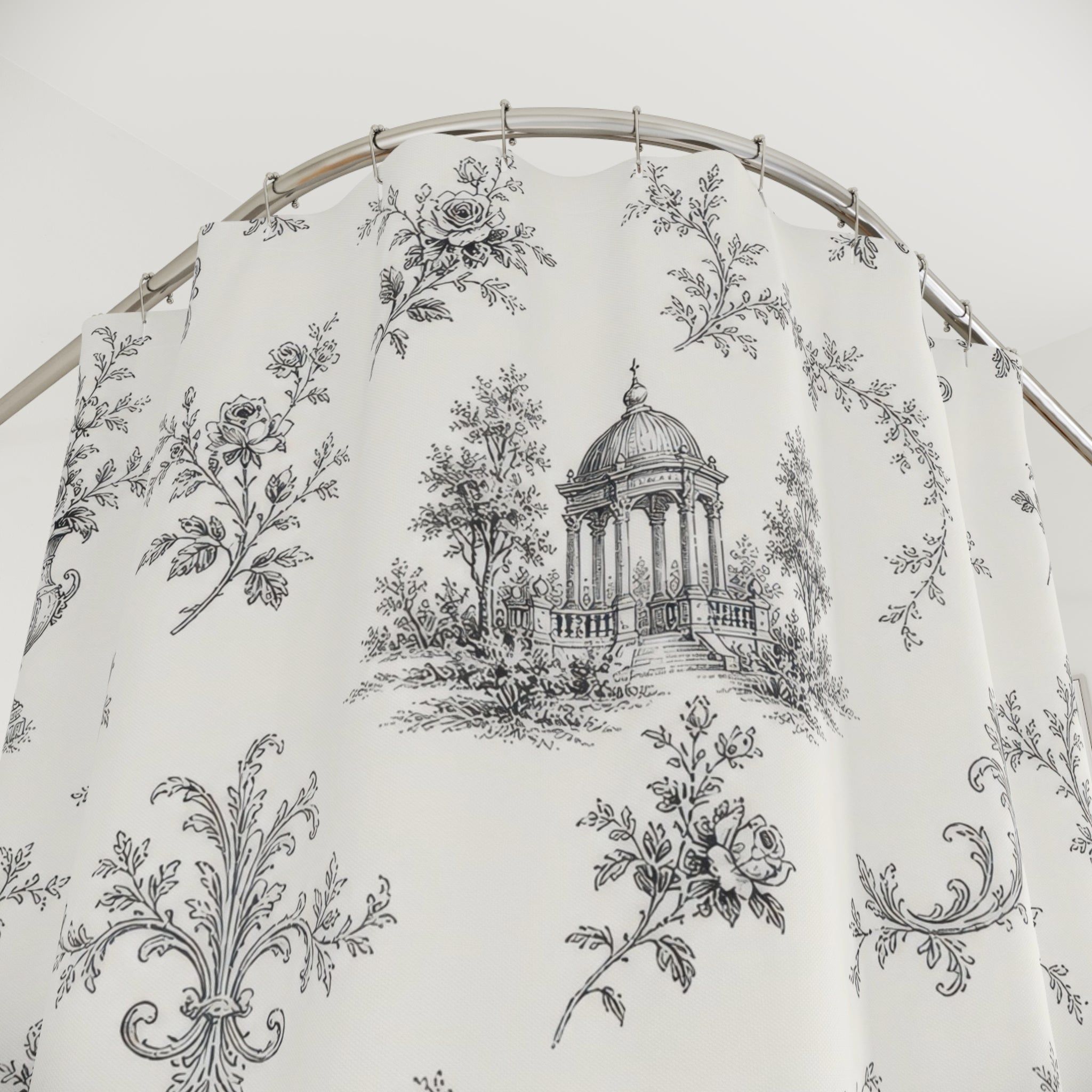 Toile Black White Shower Curtain
