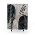 Black Grey and White Shower Curtain: Botanical Arch Pattern