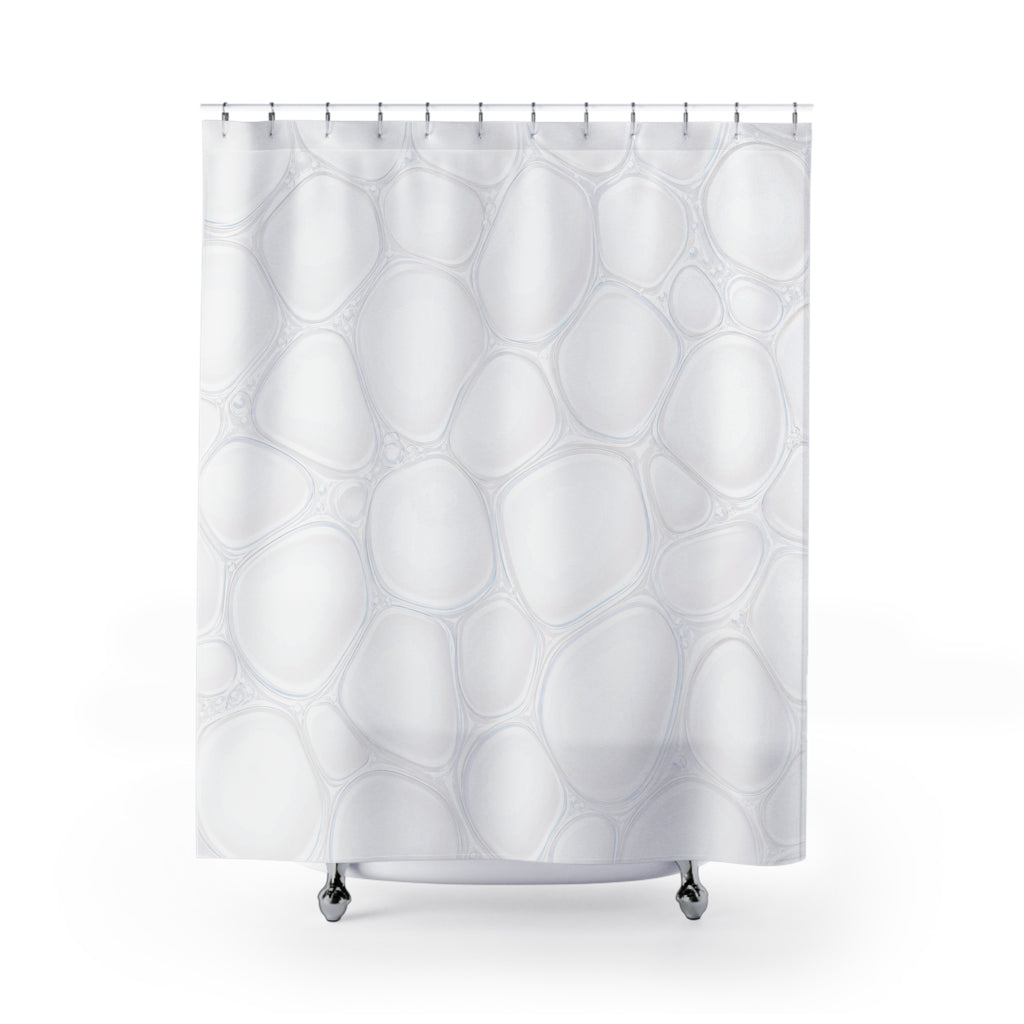 Organic Geometric White Shower Curtain