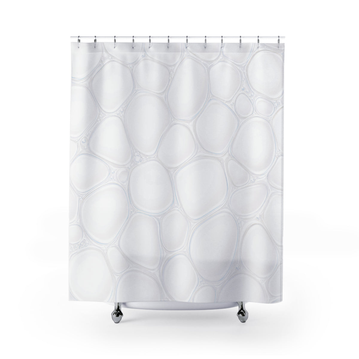 Organic Geometric White Shower Curtain