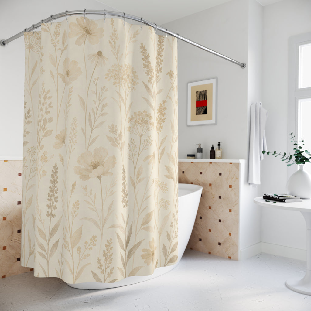 Beige Wildflower Shower Curtain