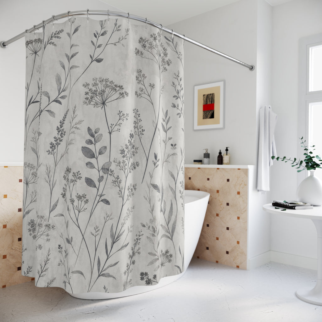 Wildflower Botanical Line Shower Curtain
