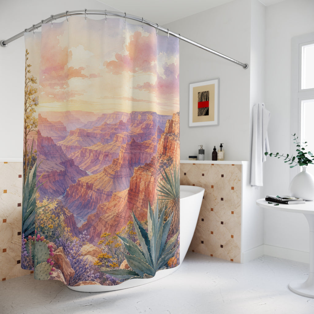 Watercolor Desert Botanical Shower Curtain