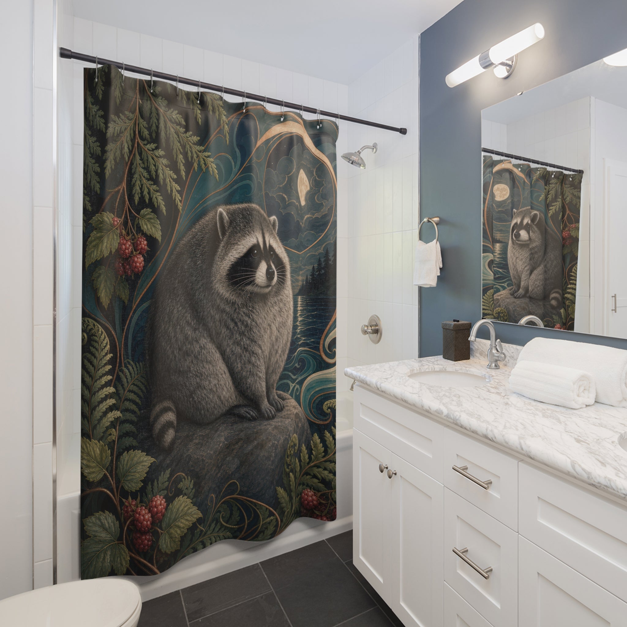 Jimothy Raccoon Art Nouveau Shower Curtain
