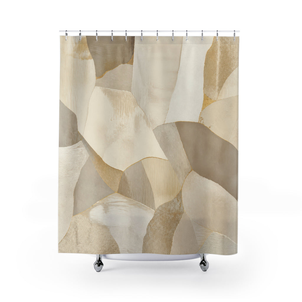 Neutral Abstract Collage Shower Curtain