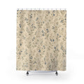 Cream Blue Meadow Vintage Floral Shower Curtain