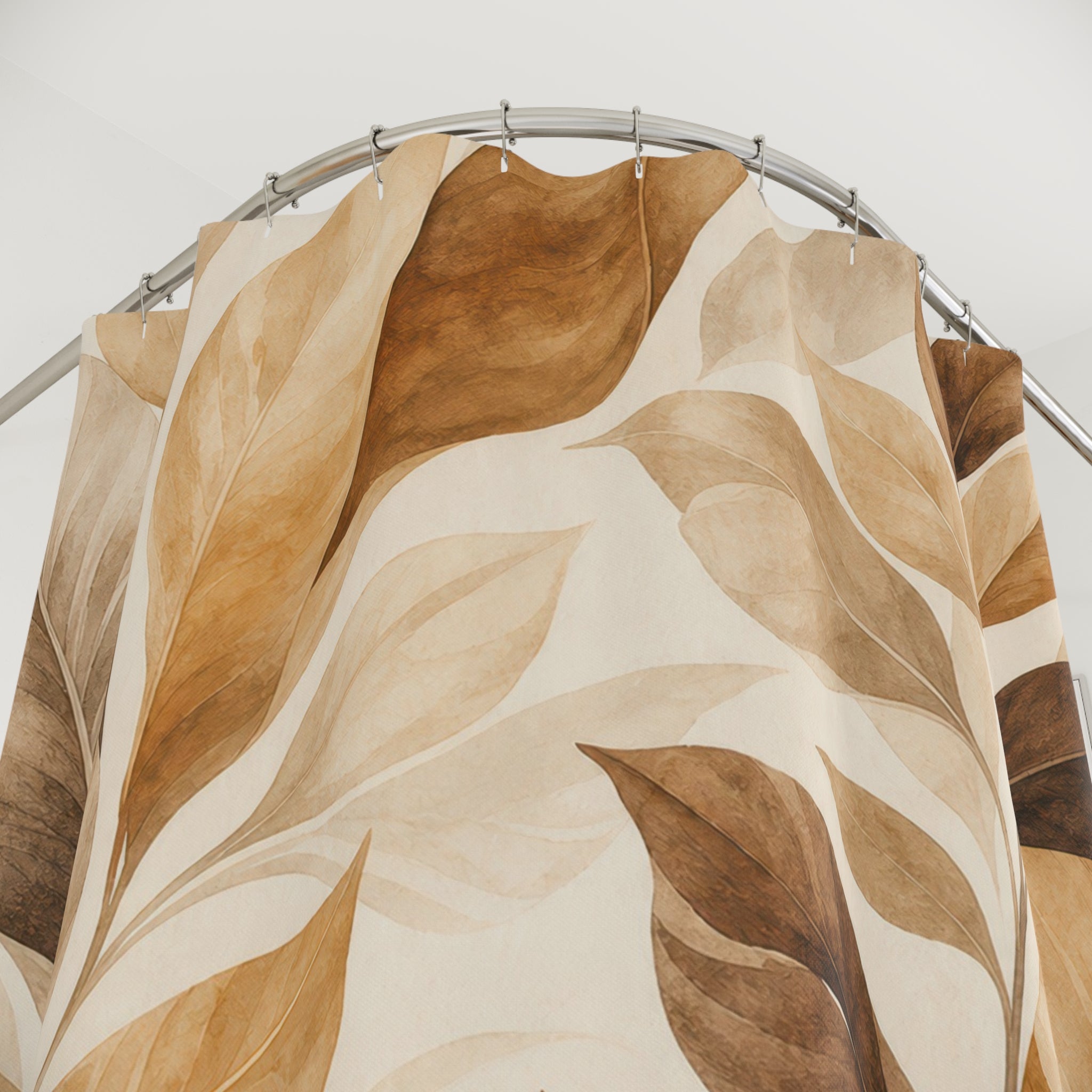 Brown Beige Painted Botanical Shower Curtain