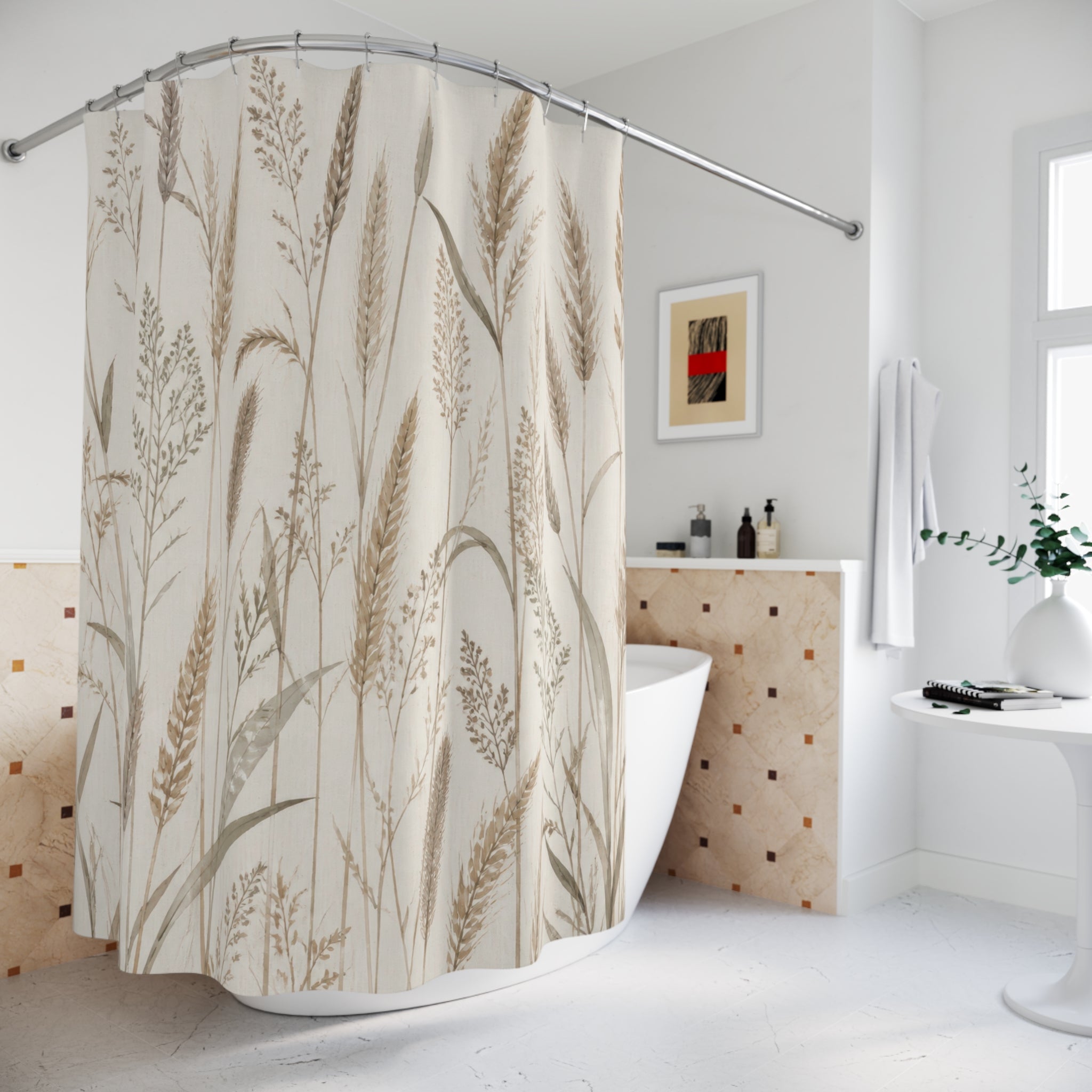 Minimal Wheat Grass Shower Curtain