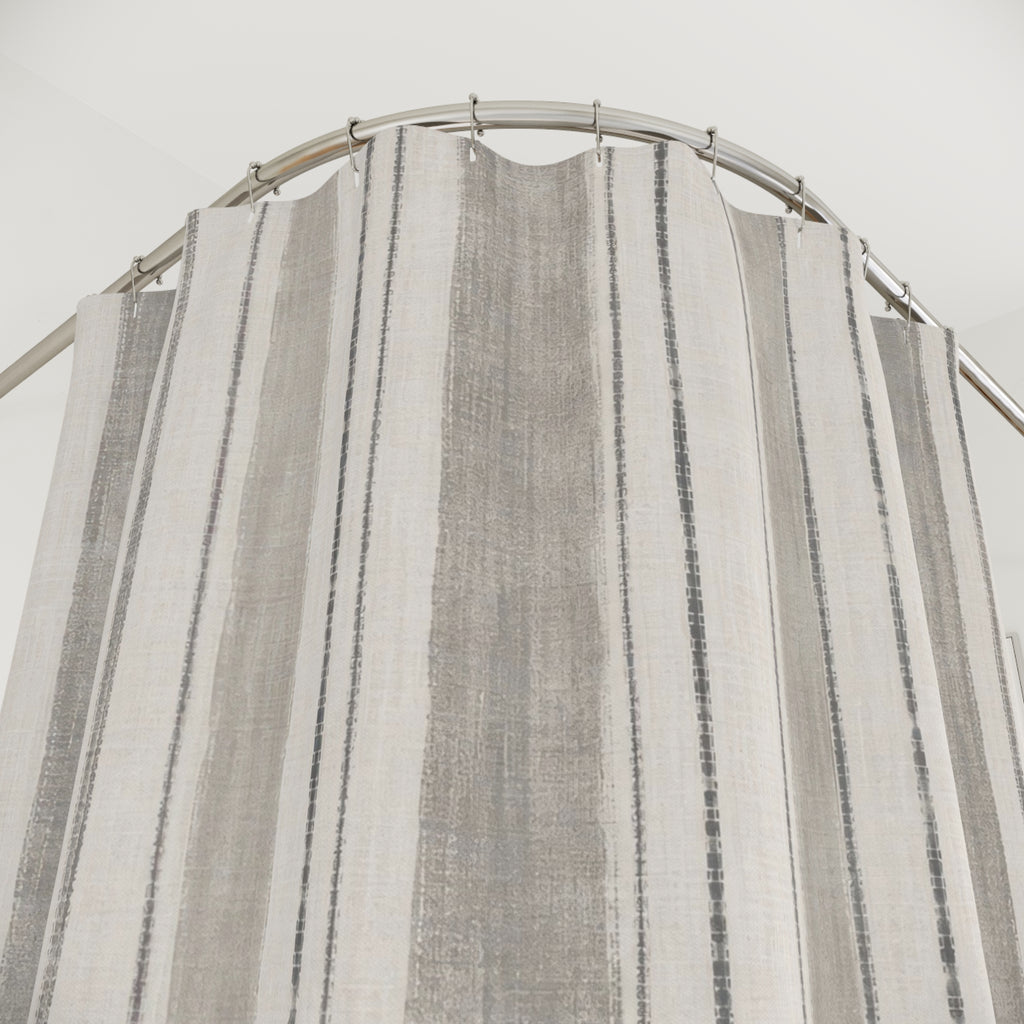 Grey Ticking Stripe Shower Curtain
