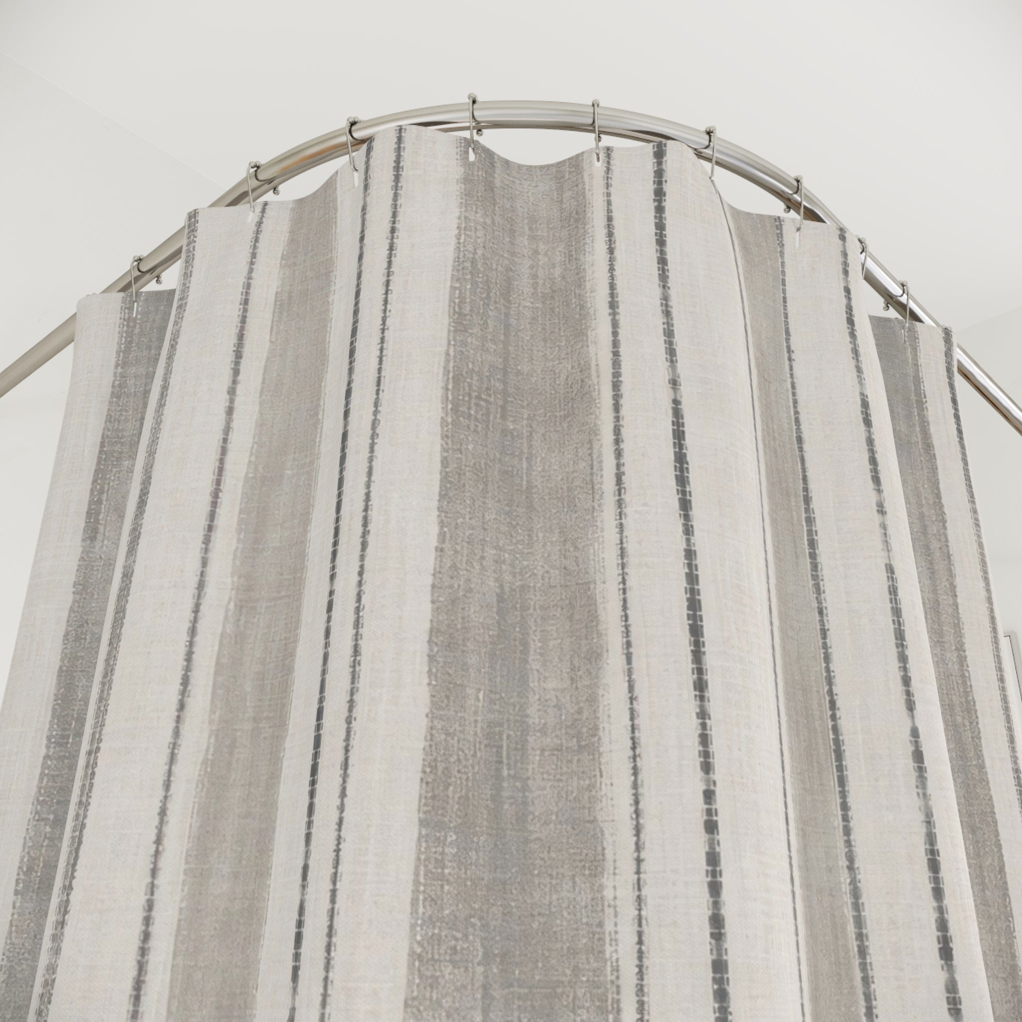 Grey Ticking Stripe Shower Curtain