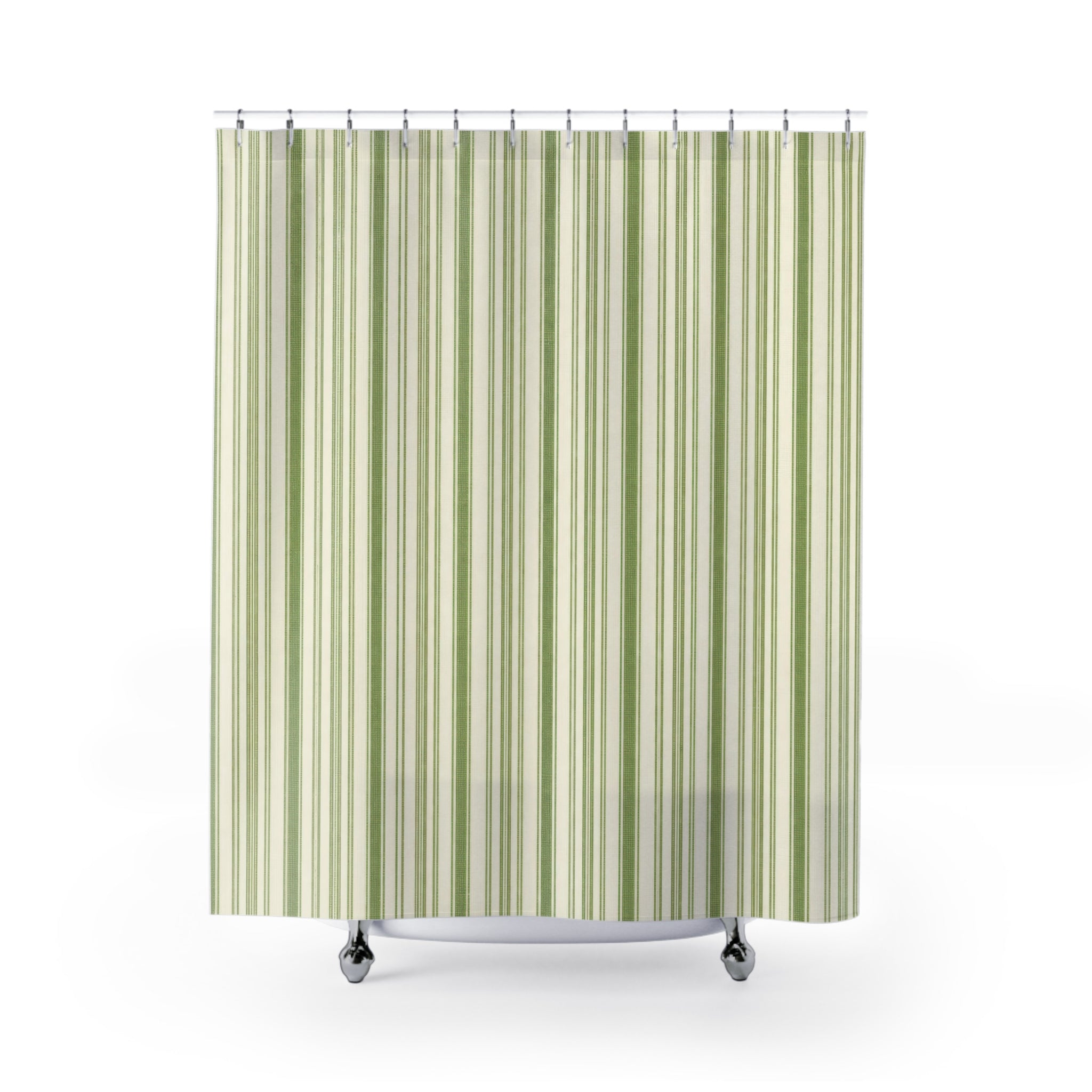 Fresh Herb Green Stripe Shower Curtain