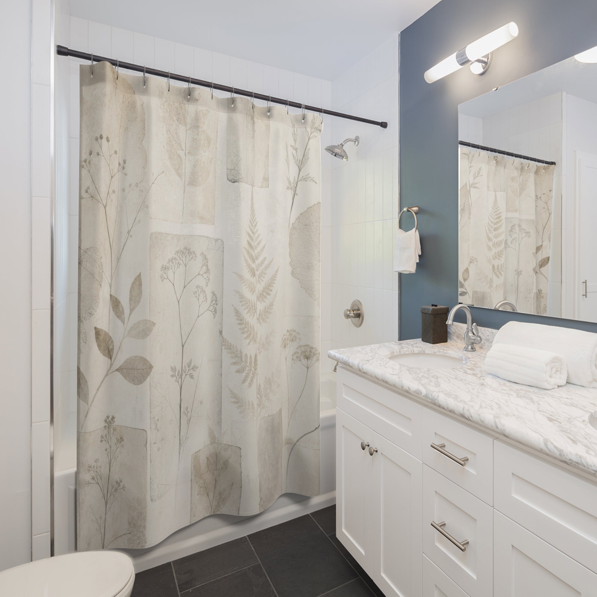 Pressed Flower Leaf Collage Shower Curtain