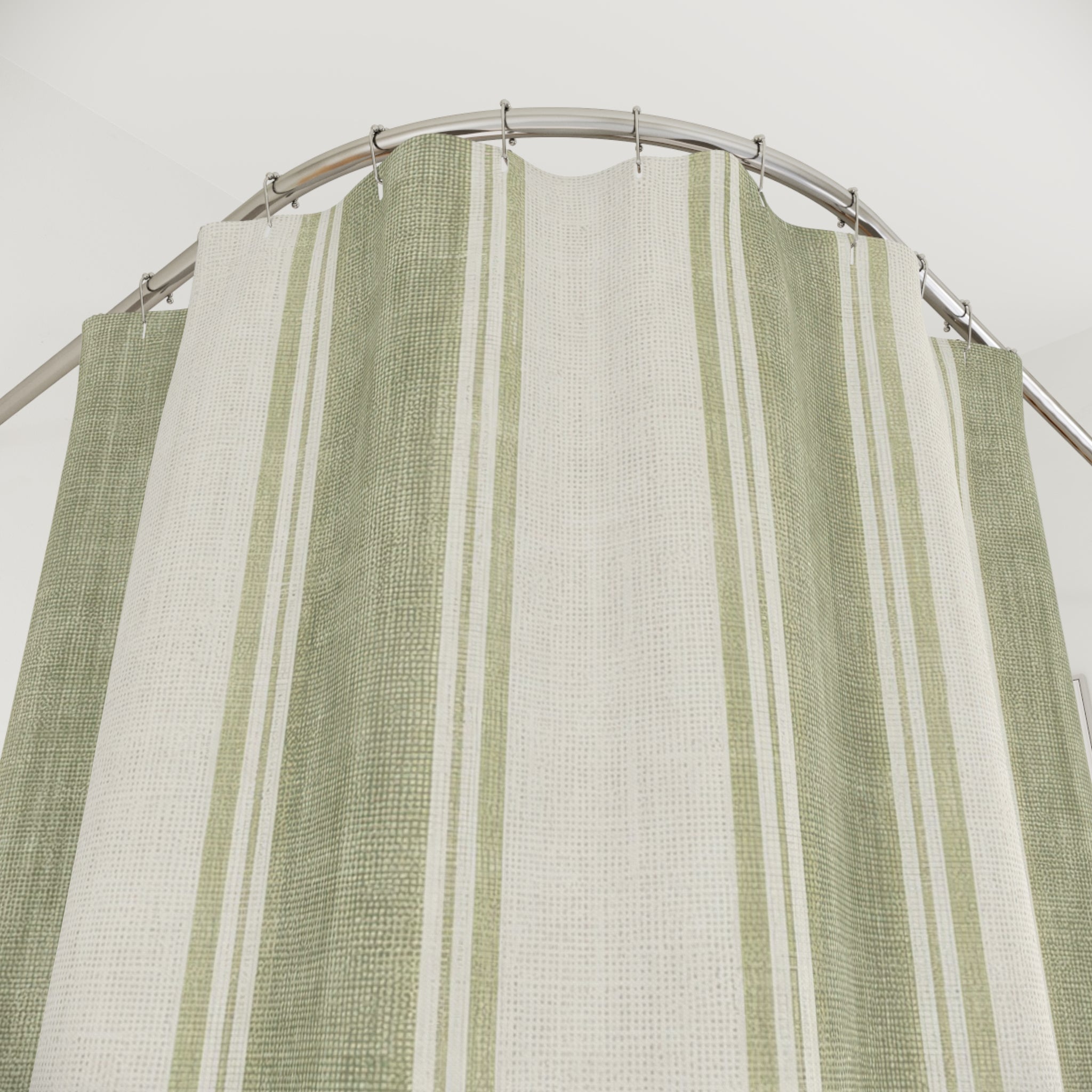 Botanical Sage Stripe Shower Curtain