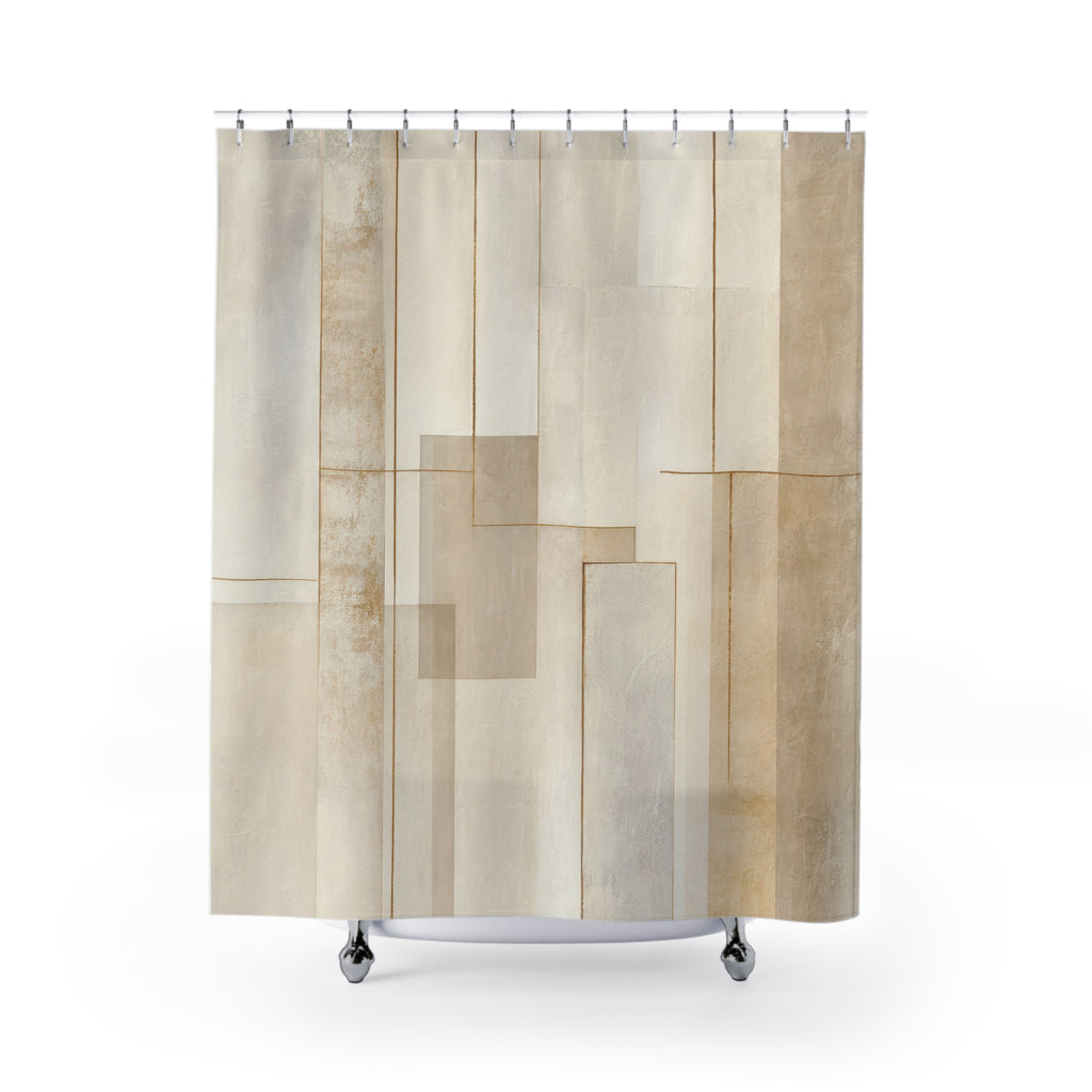 Minimalist Modern Beige Shower Curtain