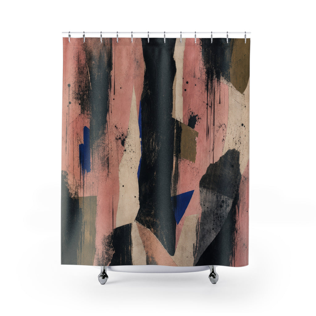 Black Pink Abstract Shower Curtain