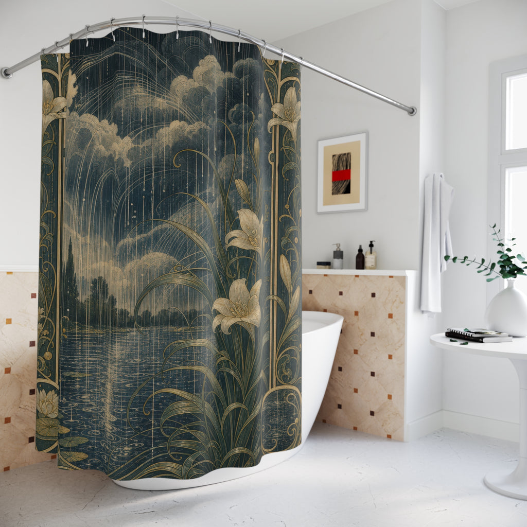 Floral Rain Panel Print Shower Curtain