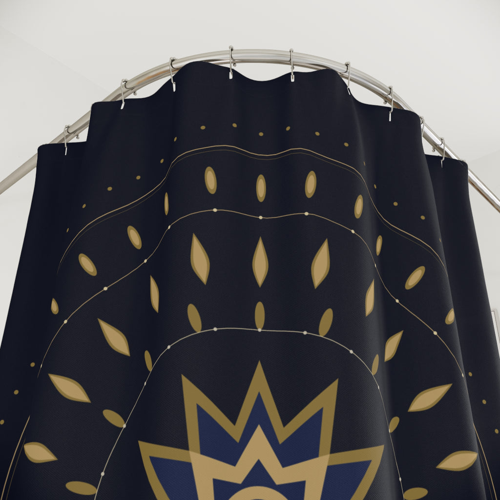 Navy & Gold Mandala Shower Curtain – Jewel Tone