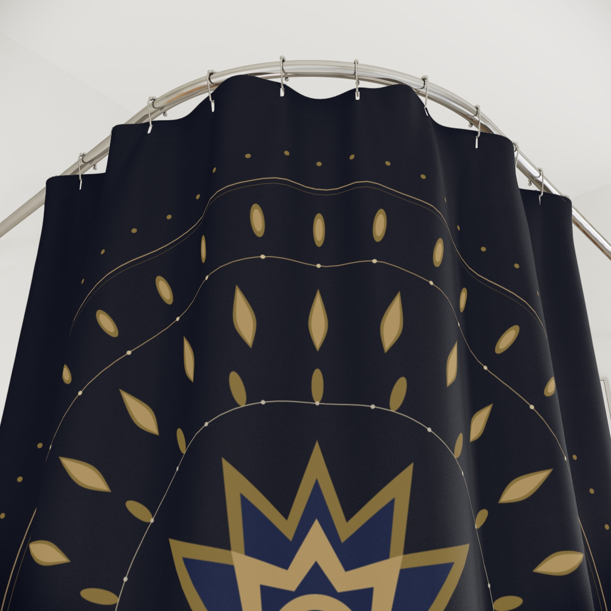 Navy & Gold Mandala Shower Curtain – Jewel Tone
